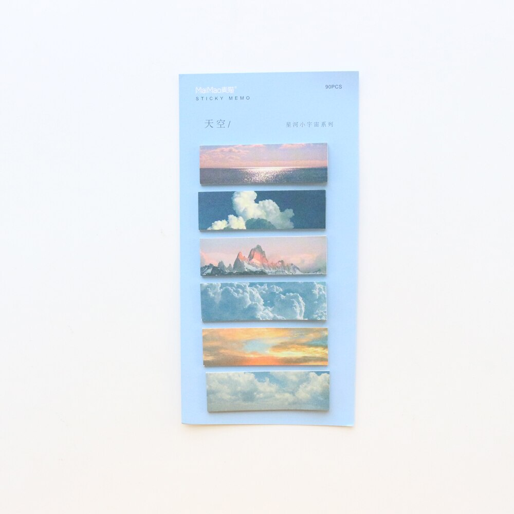 Domikee landscape school student sticky notes pad ins self-adhesive index label mug memo pad stationery: Light  Blue