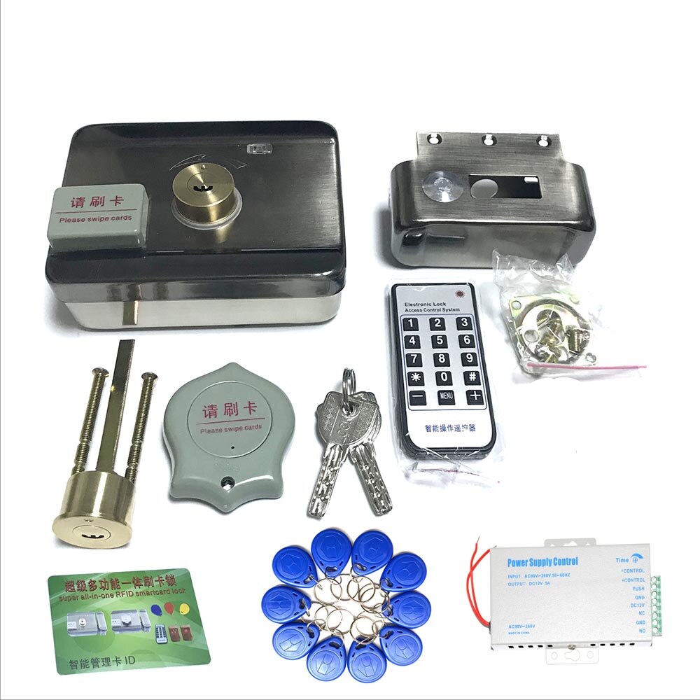 Electric lock motor lock support 125KHz RFID card mechanical keys to open the door for access control home security: Kit 3