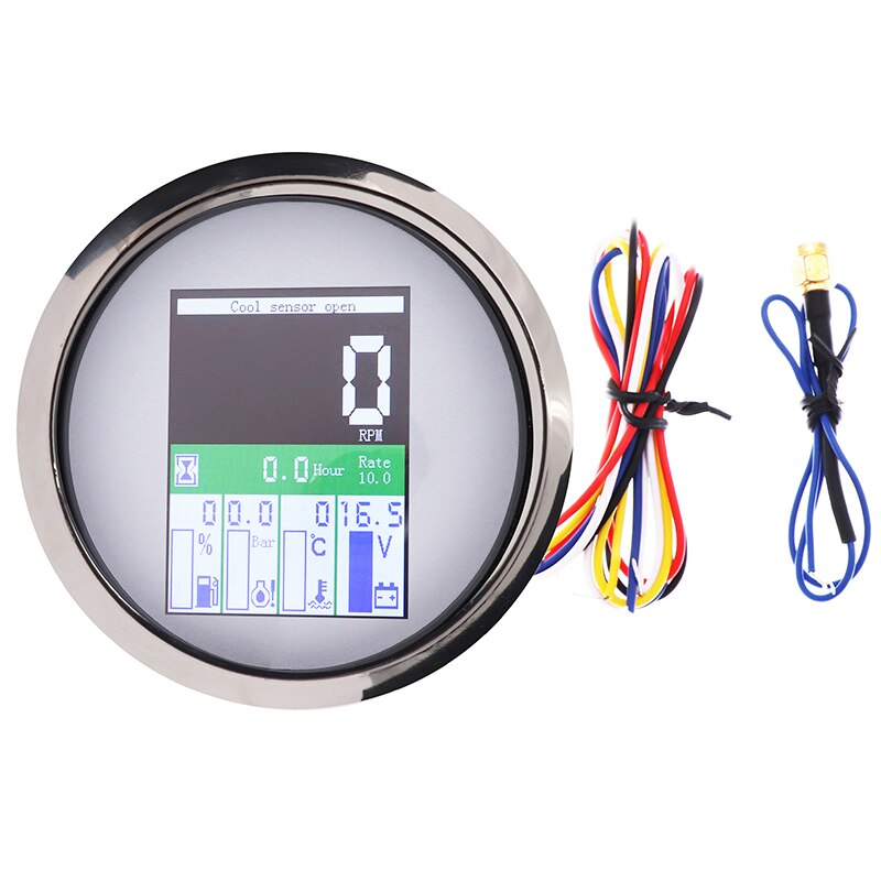 Boat Car Digital Tachometer TFT Screen 5 in 1 Multi-functional Gauge With Hours Fuel Level Water Temp Oil Pressure Meter Alarm