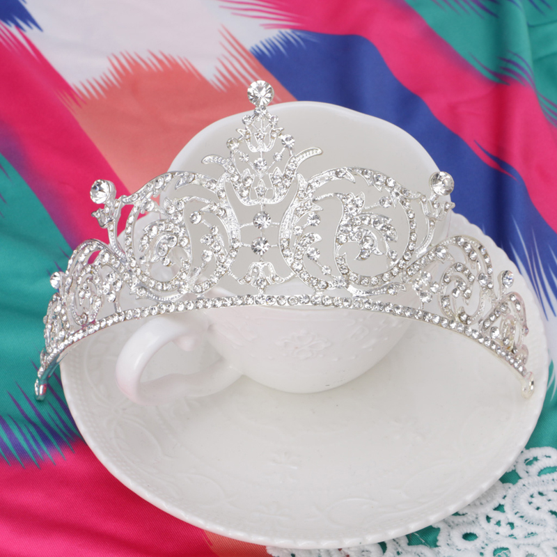 Bridal Oostenrijkse Rhinestone Tiara Wedding Crown Veil Hoofdband Haar Accessoires