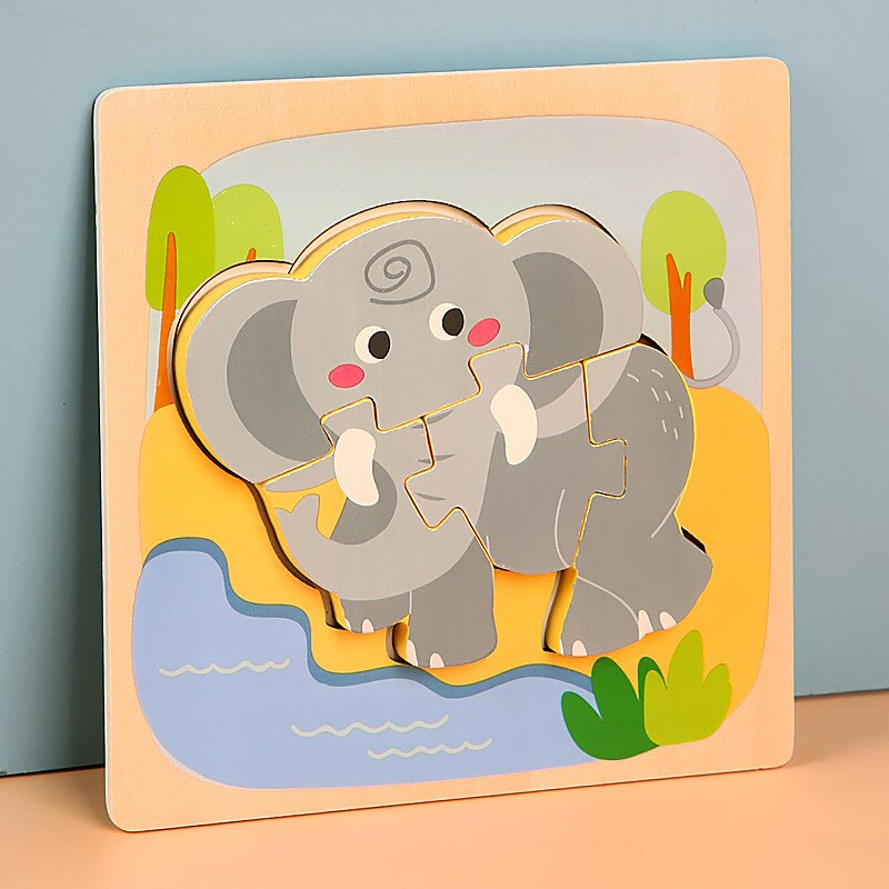 15*15cm Kinder Montessori Spielzeug 3D Holz Puzzle Baby Cartoon Tier/Verkehrs Jigsaw Puzzle Spielzeug für Kinder frühen Lernen: 17-mouse