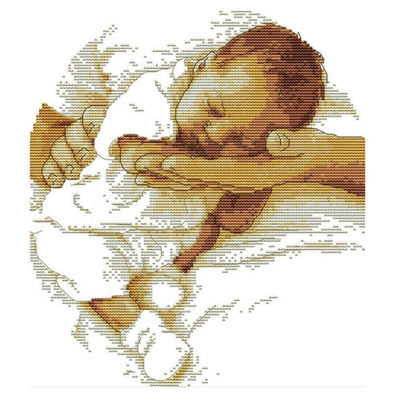 Stamped Cross Stitch Kits Preprinted Embroidery Cloth DIY Needlepoint Kits for Beginners - Care Baby: Default Title