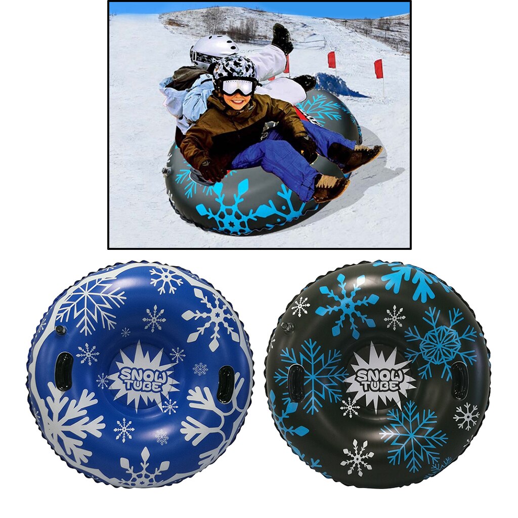 Durable 47'' Inflatable Snow Tube Heavy Duty Snow Rider Sled with Handles & Smooth Bottom Water Raft Kayak for Kids and Adults