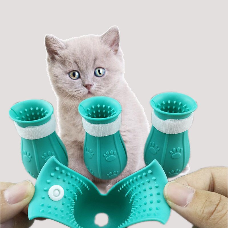 Calcetines de baño de silicona para gatos, antiarañazos, accesorios para mascotas, suministros para perros