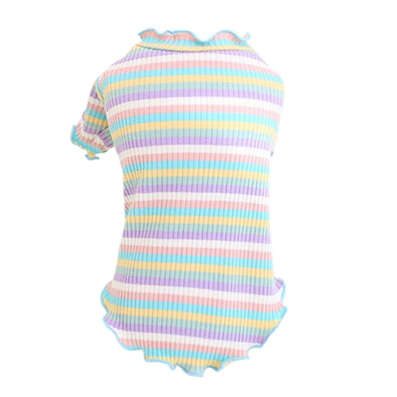 Kesäeläimet tshirt pentu koiran vaatteet raidallinen lemmikkiliivi puuvilla t paita mopsi chihuahua t paita puvut koiran vaatteet pienille koirille*: L / M