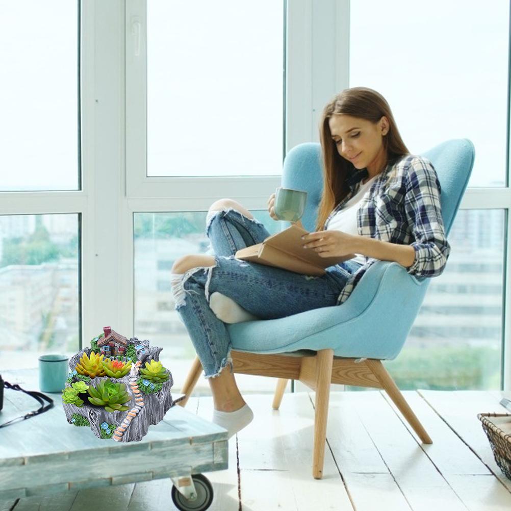 Plants Pot Tiny Resin Flowers Succulent Plants Pot Holders Hanging Garden With Sweet House Garden Decoration