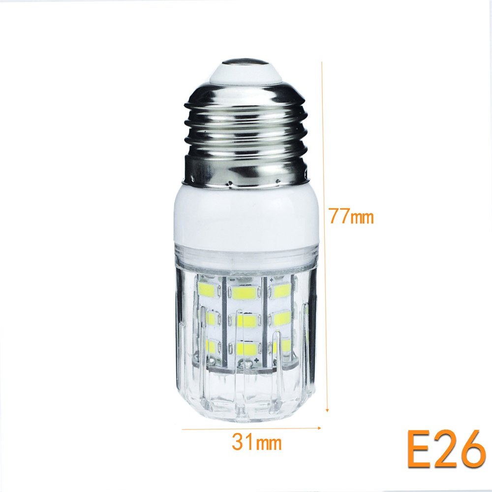 DC 12V 24V E27 G9 GU10 bombillas LED de maíz E26 E12 E14 B22 focos 7W 27LEDs lámparas de mesa brillantes para el hogar iluminación interior: Rojo / changeable / 2 unidades