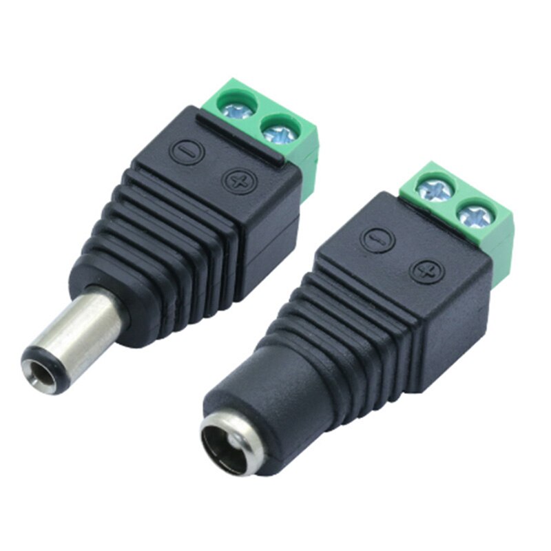100pcs/lot 5.5x2.5mm DC AV Balun DC Power Plug to AV Balun Connector DC Plug 2 Poles AV Screw Balun CCTV Video Converter Adapter