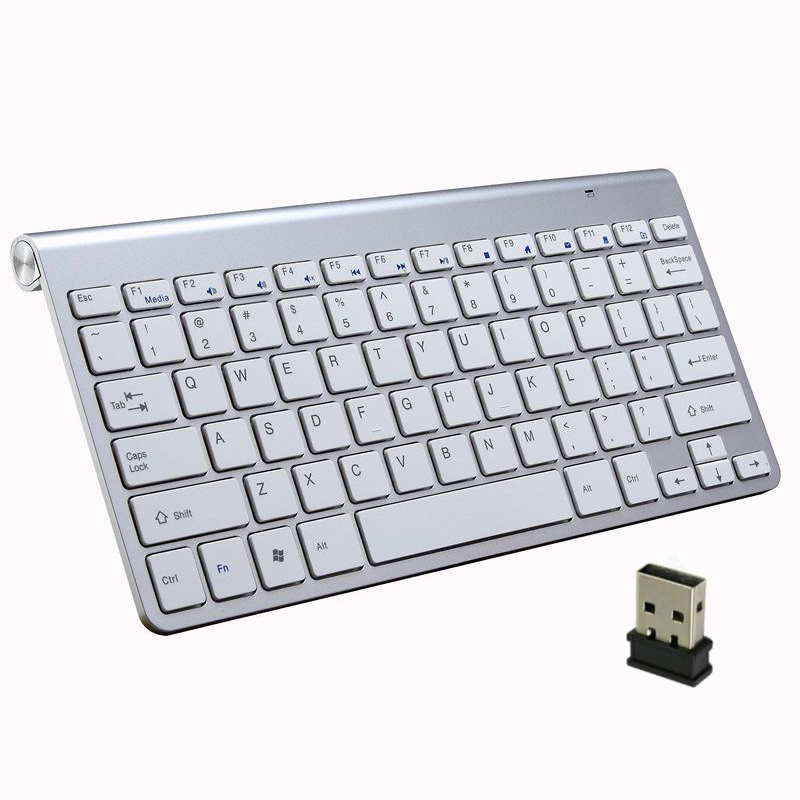 Draadloze Toetsenbord Mini Usb Toetsenbord Voor Pc Laptop Tv Computer Rubber Keycaps Ergonomische Geruisloze Toetsenbord: White