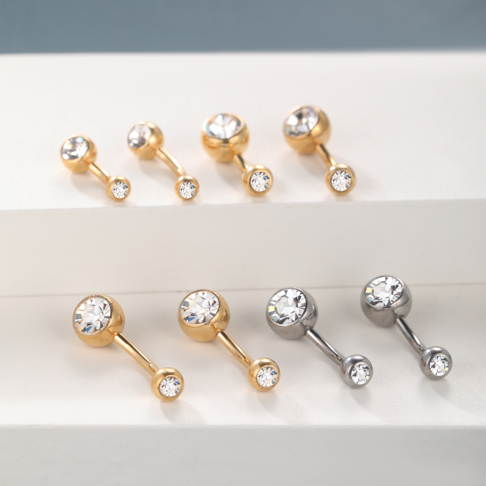 10 stks/partij G23 Titanium Navelpiercings Crystal Navel Barbell Ringen Buik Piercing Sieraden voor Sexy Vrouwen Navel Piercing 14G