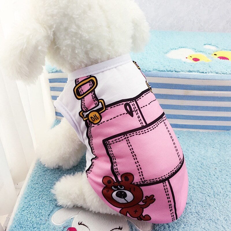 (XS-XXL) Summer Dog Clothes Perros Vest Pet Imitating Overalls Mascotas Cloth For Dogs Pets Clothing Cartoon French Bulldog ^o^