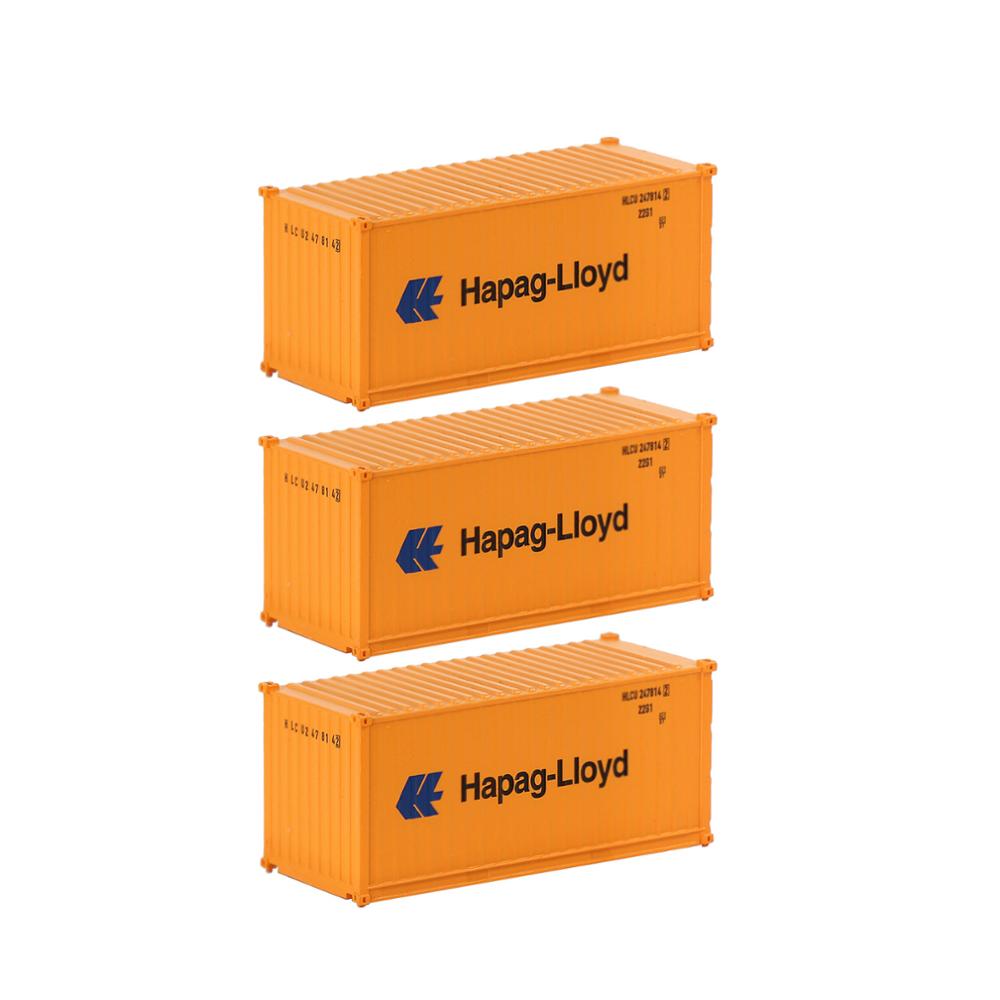 C15007 3pcs Model Trains Freight Car N Scale 20&#39; Container 1:160 20ft Container Cargo Box: HapagLloyd