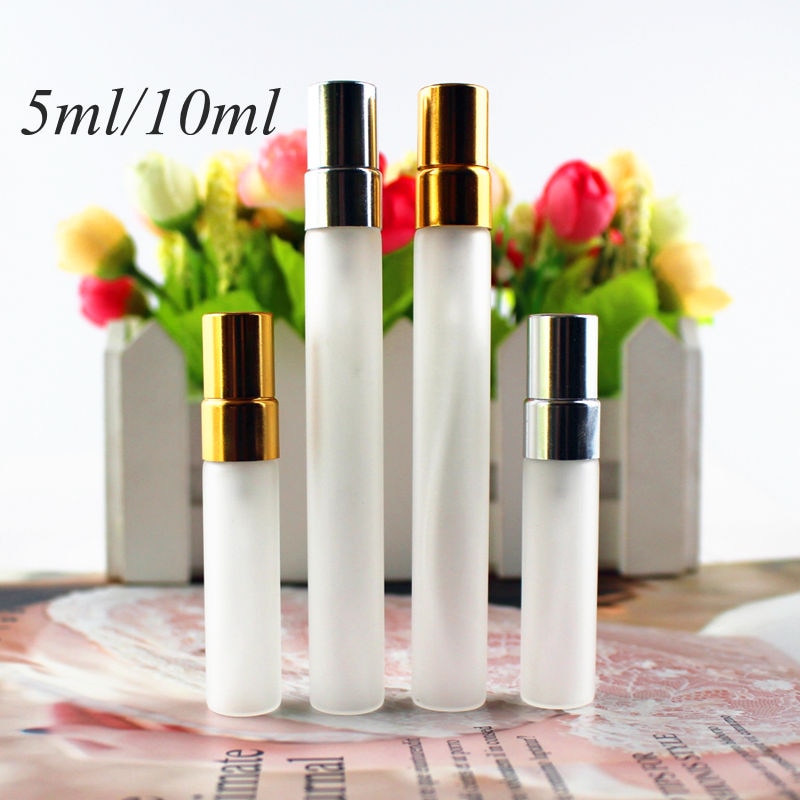 20 Stks/partij 5 Ml/10 Ml Frosted Dunne Glazen Spuitfles Navulbare Parfum Verstuiver Mini Sample Fles Parfum Glas fles