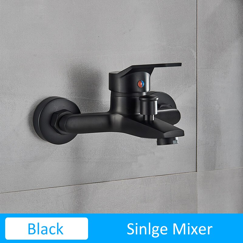 Quyanre Matte Black Bathroom Shower Faucet Bathtub Cold Water Mixer Tap Black Chrome Bathroom Shower Faucet Mixer Taps: Black Single Mixer