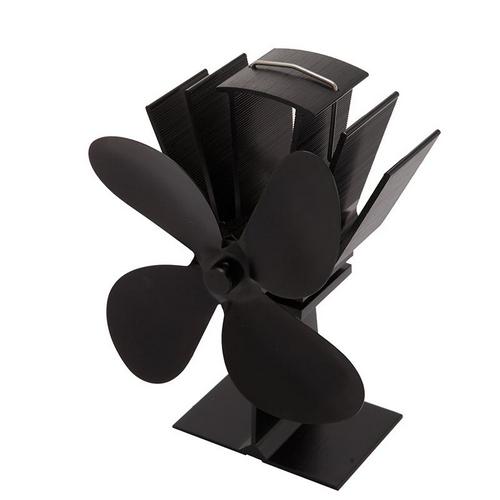 4 blades thermal power stove fan log wood burner ecopan silent black household fireplace efficient fan heat distribution: ZJ-1