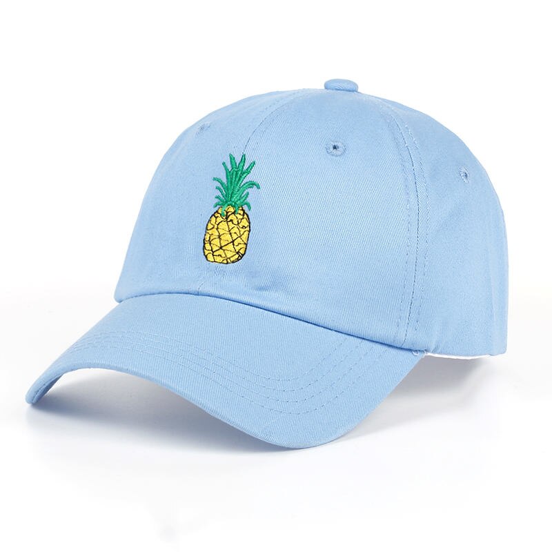 Tunica ananas broderi baseball cap bomuld 100%  hipster hat frugt ananas far hat hip hop bomuld snapback cap hatte: Himmelblå