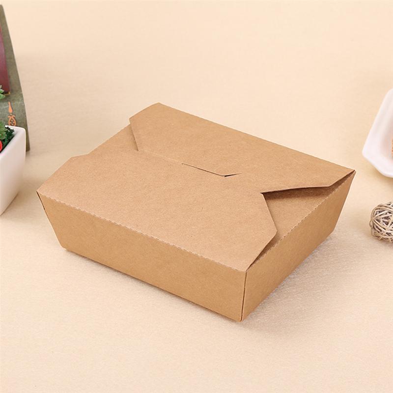 20Pcs Kraftpapier Lunchbox Wegwerp Maaltijd Prep Containers Voedsel Afhalen Dozen Voor Restaurant Home Verpakt Meeneem Doos