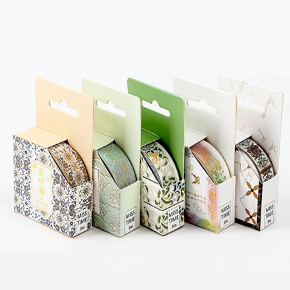 1Stck Gold Folie DIY Handwerk funkeln Papier Klebstoff Aufkleber Chinesische aufbringen Washi Band Jahrgang Klebstoff Washi Band Stationäbetreffend