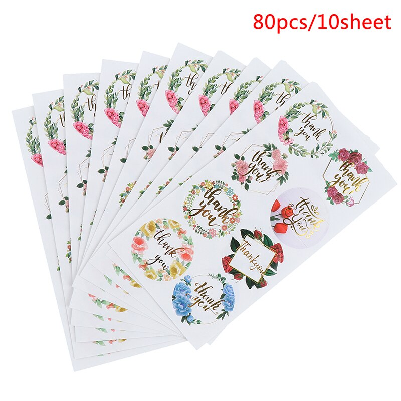 80 stk /10 ark etiket tak rund firkantet sort kraftpapir farve forseglingspasta bage kiks pose dekorativt segl klistermærke