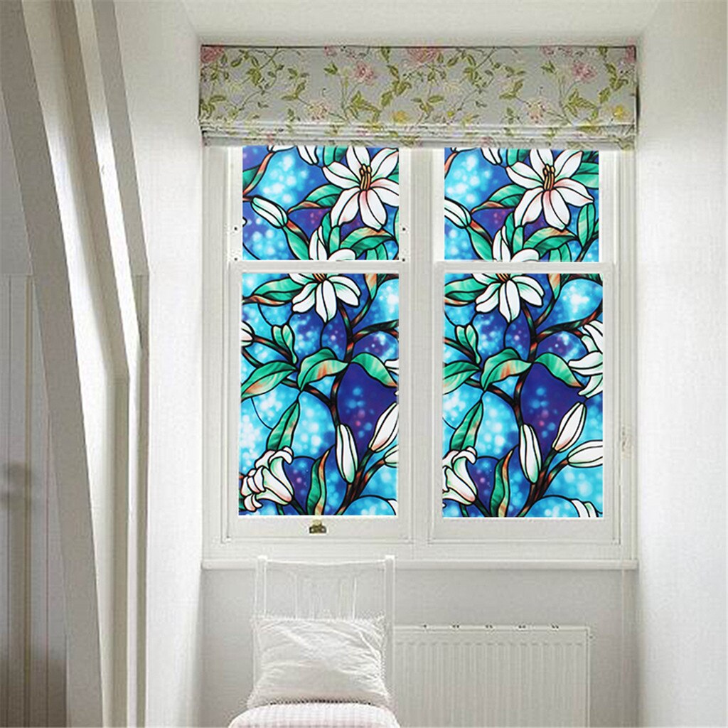 PVC Static Window Film No glue removable Stained Glass Decal Decoration Home Furniture Stickers Window Stickers Nordic Style