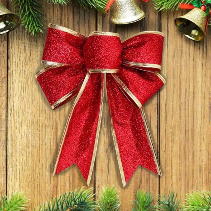 25cm glitter roze strik kerstboom hanger kerstversiering kerststrik huisdecoratie handgemaakte strik: Rood