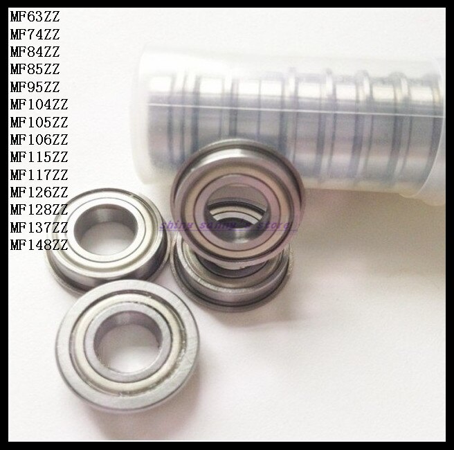 10 unids/lote MF95ZZ MF104ZZ MF105ZZ MF106ZZ MF115ZZ rodamiento de brida de pared delgada rodamiento de bolas radiales de ranura profunda a estrenar