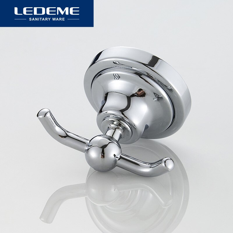 Ledeme Gewaad Haak Hangers Muur Mount Nail Moderne Rvs Chrome Hoed Handdoek Haken Twee Haak Badkamer Accessoires L1405-2