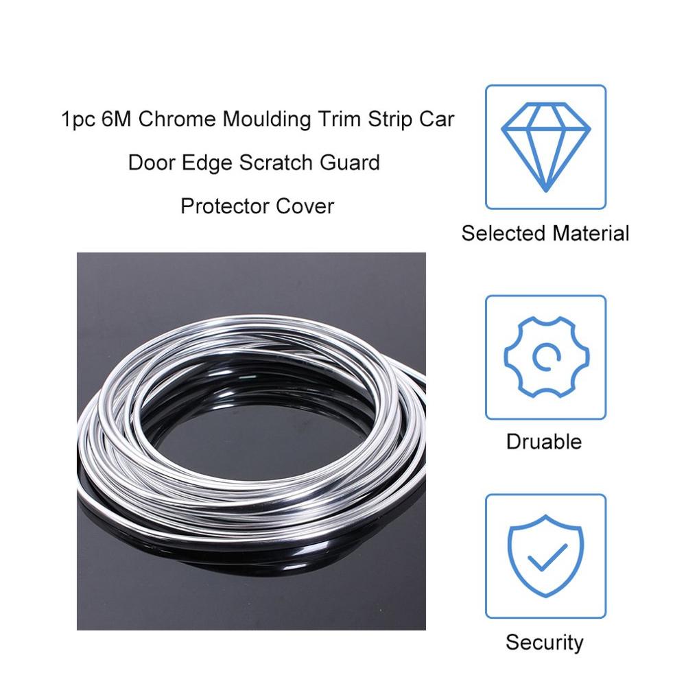 6M Chrome Moulding Trim Strip Autodeur Edge Scratch Guard Protector Cover Strip Roll