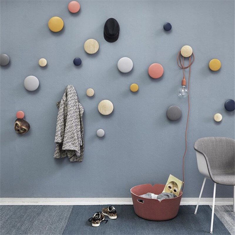Porte-vêtements rond en bois porte-manteau mural champignon vêtements crochet cintre mural en bois serviette crochets jolie décoration de la maison pour la maison