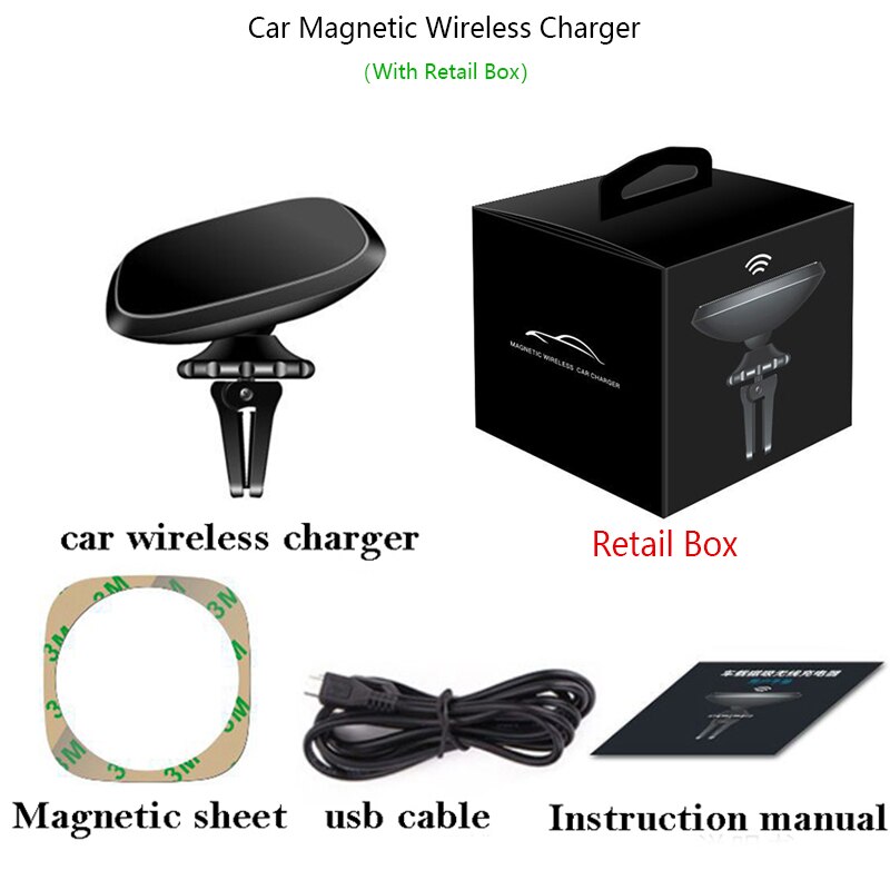 Magnetische Auto Qi Drahtlose Ladestation für iPhone Samsung Huawei Xiaomi Auto Air Vents Clip Halter 5W Drahtlose Lade adapter: With Retail Box