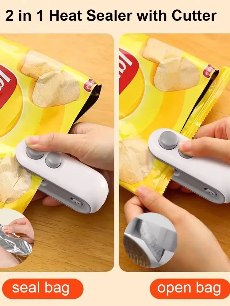 Mini-Versiegelungsgerät, tragbares Mini-Versiegelungsgerät, 2-in-1-Heißsiegelgerät für Snacks, wiederaufladbares Versiegelungsgerät für Höhle Heimgebrauch, Vakuumiergerät für Snacks, Plastiktüzehn