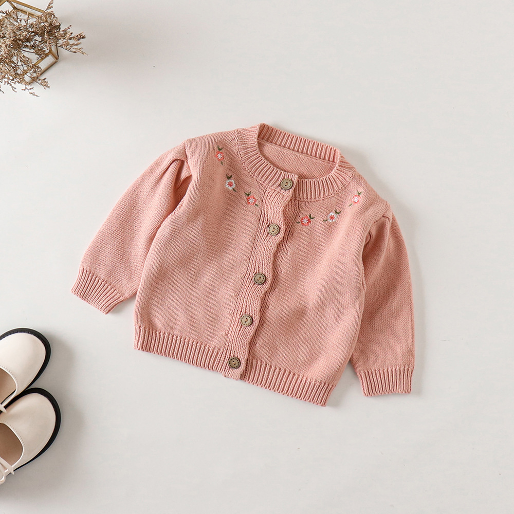 0-3T Baby Meisje Truien Sets Peuter Geborduurde Katoen Gebreide Jas Baby Truien Rompertjes Pasgeboren Knit Bretels Jumpsuits: Coat / 3T
