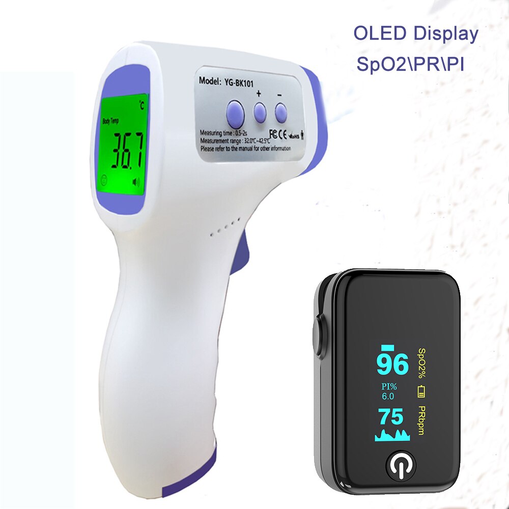 Bluetooth Pulsoxymeter Oled Heel Data Output Vinger Oximeters SpO2 Pi Pr Rr Bloed Zuurstof Meter Android Ios Met Thermometer