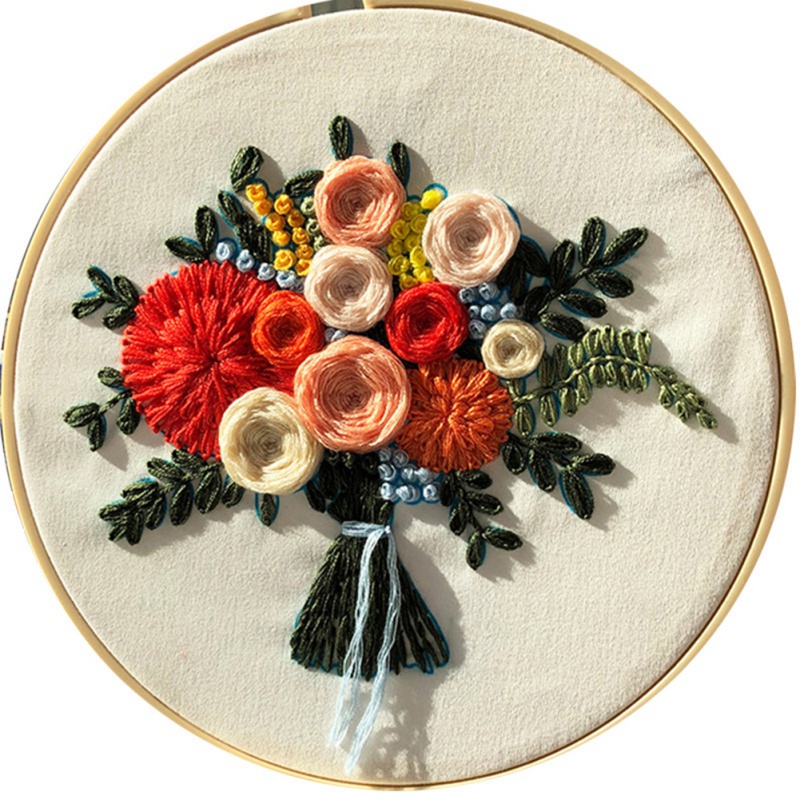 European Style Flowers Patterns DIY Cross Stitch Kits Handmade Crafts Sewing Supplies Embroidery Kit Set for Beginner: Style8