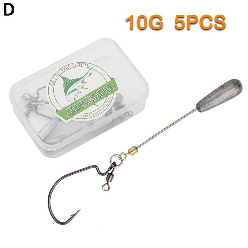Pesas de pesca con ruedas giratorias, aparejo de tiro, anzuelos Offset, 5 unids/caja, 4g-12g: 10g