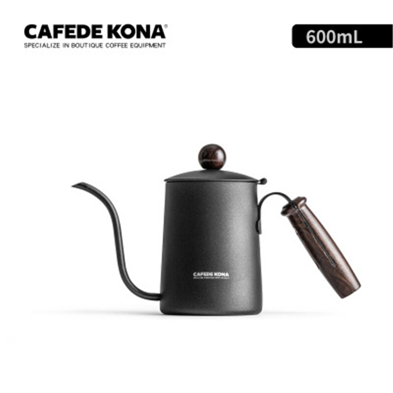 Cafetera KONA, cafetera de mano con goteo de 600ml, cafetera manual con boquilla larga de acero inoxidable, cafetera de café y té
