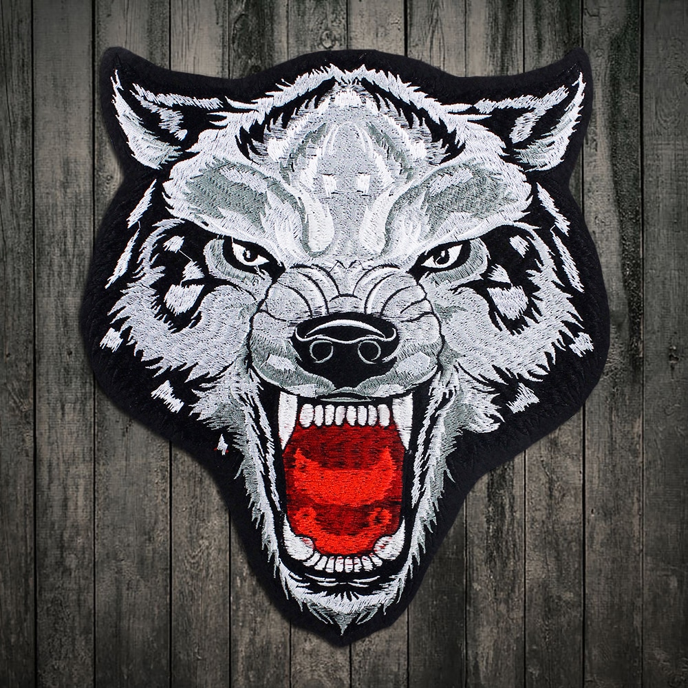 Borduren Op Grote Wolf Hoofd Naaien Stickers Patches Voor Kleding Accessoires Kleding Dier Patch Diy Acce