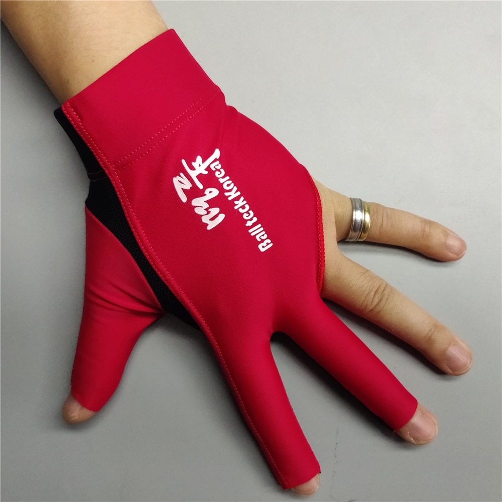 Biljart Handschoen Linkerhand Medium Ballteck Korea Carambole Handschoen 3 Vingers Professionele Zwembad Handschoen Biljart Accessoires: Left Hand (Red)