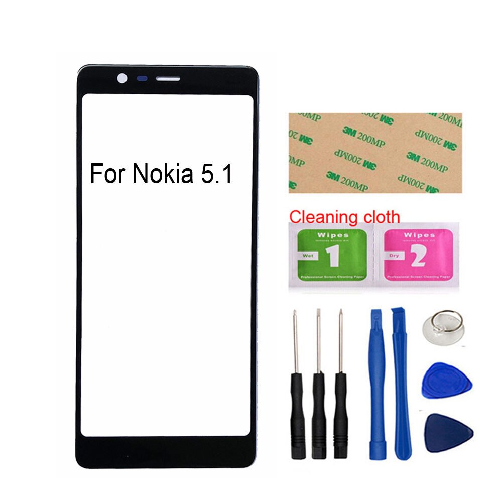 Panneau tactile extérieur en verre pour Nokia 6.1 Plus/5.3/5.1/5.1plus/2.1/3.1 Plus, panneau avant de réparation de téléphone (sans écran tactile): 5.1 Black