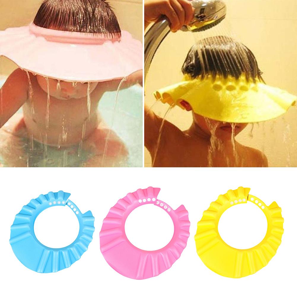Børn børn baby brusebad blød silikone justerbar kasket hat ørebeskyttelse børn badeværelse shampoo kasket tilbehør til børnebad