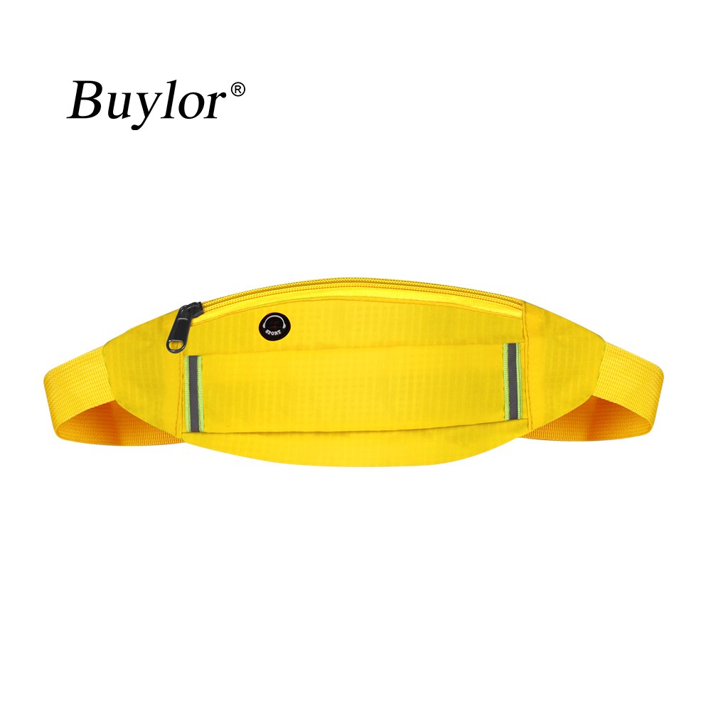 Buylor Running Taille Pack Sport Belt Bag Vrouwen Reflecterende Heuptasje Mode Bum Bag Oortelefoon Hip Riem Pocket Fietsen Jogging: Yellow