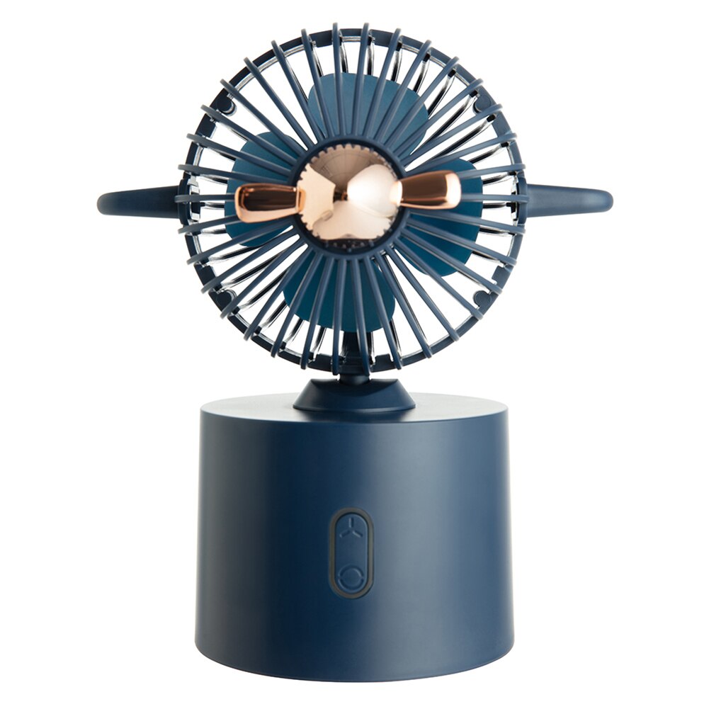 Portable Desktop Fan Airplane USB Rechargeable Air Cooler Summer Mute 3 Wind Speed Radiator Home Office Desktop Fan: Dark Blue	