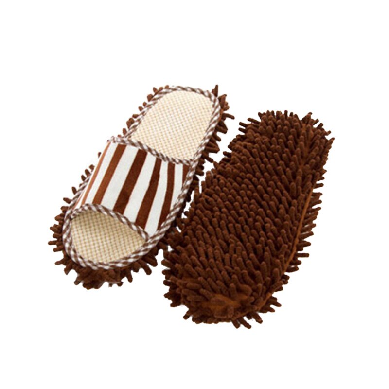 Unisex lavable polvo zapatillas mopa zapatos microfibra limpieza casa zapatillas mopa multifuncional limpieza de suelo zapatos cubierta: coffee