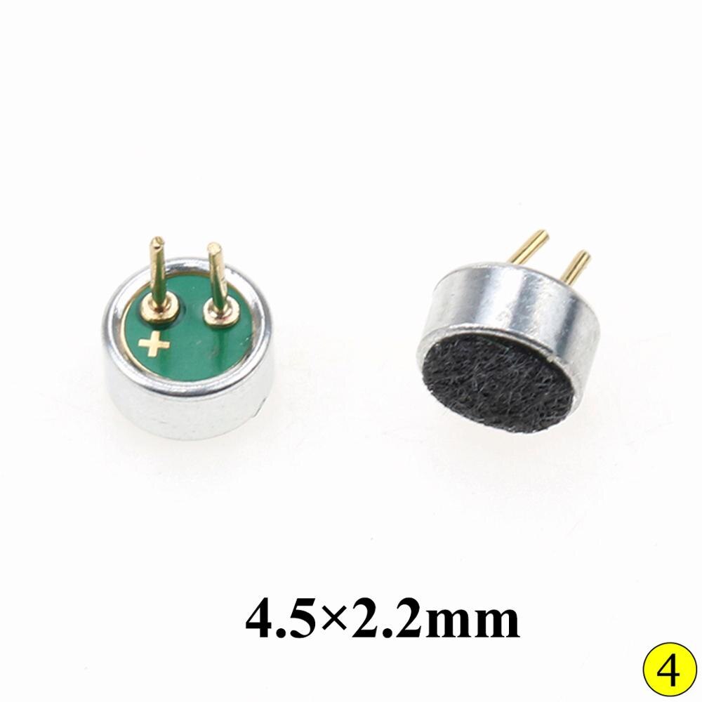 Microphone à condensateur électret yuxi, capsule de microphone à 2 broches, 4 x 2mm/4 x 1.5mm/4.5*2.2mm/6 x 7mm/6 2.2mm/9.7 5mm/10 x 7mm , micro de microphone: No4