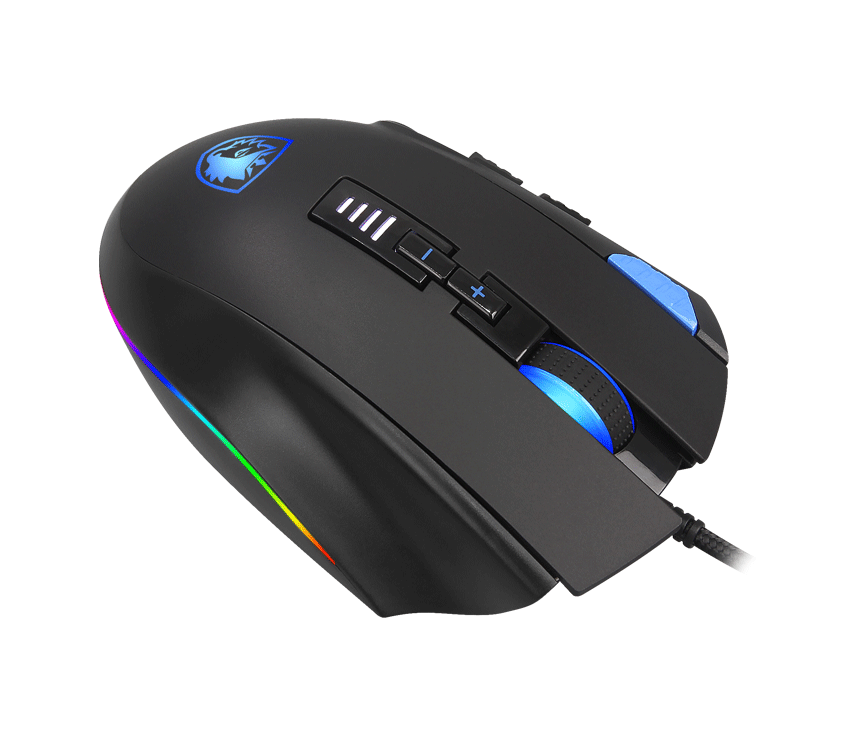 SADES S12 Axe Gaming Mouse Wired 12 Buttons Optical RGB Lighting Mouse For FPS&MOBA Gamers