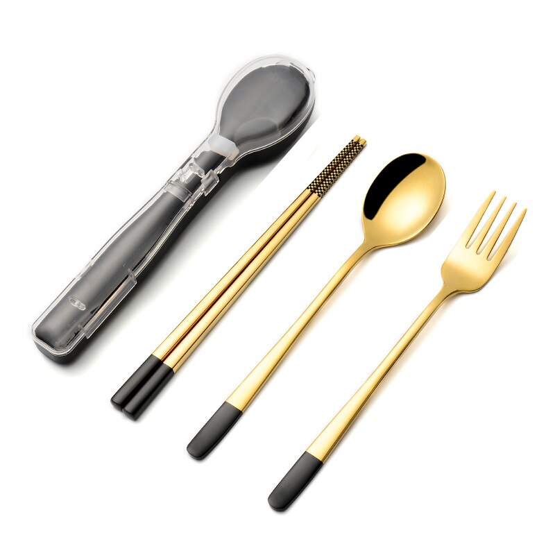 304 Stainless Steel Chopsticks Spoon fork Set Cutlery Set Flatware Set Tableware Soup Spoon Portable Cultery With Box