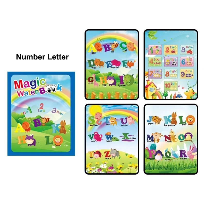 Libro mágico de pintura al agua para niños juegos Montessori libros para colorear juguetes educativos para bebés de 1 a 3 años: Transparente