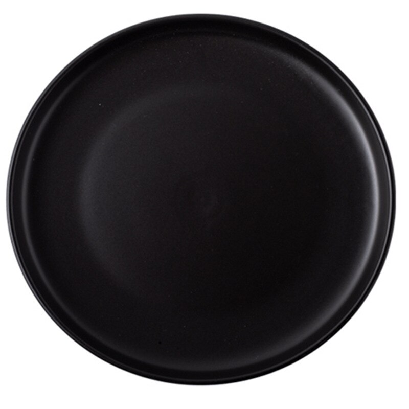Original Nordic Ceramic food dish plate household pottery dish salad platter dish dinnerware Simple Easy To Clean: Black / 6 Inches