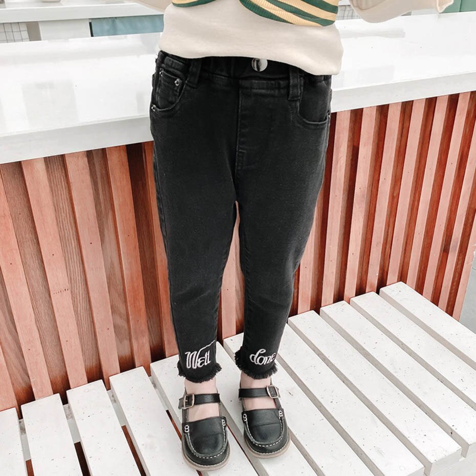 Jeans Für Mädchen knapp Kleinkind Mädchen Jeans Stickerei Jeans Mädchen lässig Stil Kleinkind Baby Mädchen Kleidung