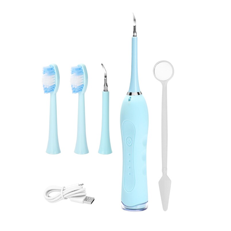 Electric Toothbrush USB Charging Waterproof Automatic Sonic with 2 Brush Heads can Dental Stone Remover Tooth Brush Care Tool: blue